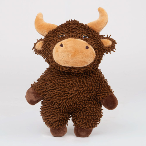 Highland Cow Dog Toy Fiberz Premium Micro-Fiber Nubby Plush w/ Squeaker  