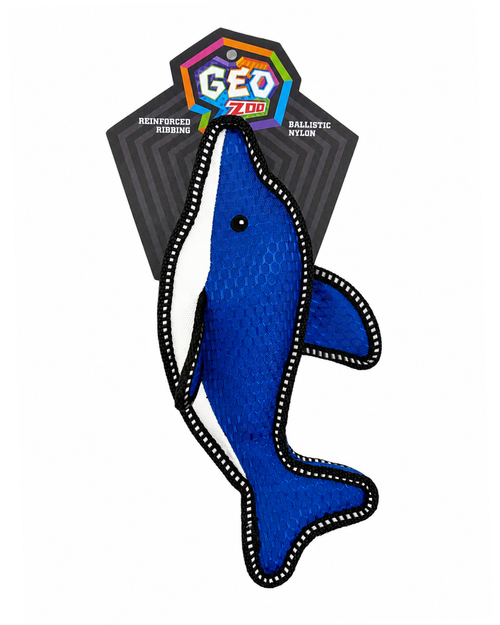 Geo Zoo Dolphin Dog Toy Premium Stuffed Ballistic Nylon w/ Squeaker