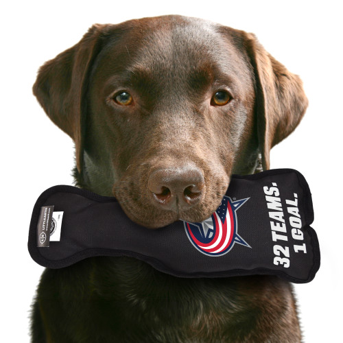 Columbus Blue Jackets Stanley Cup Dog Toy Plush w/ Logo On Back & Squeaker