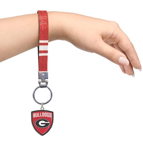 Georgia Bulldogs Crystal Wristlet w/ Shield Charm For Keys Purse Backpack