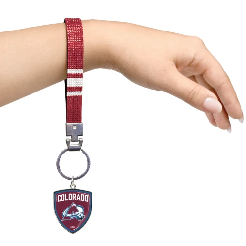 Colorado Avalanche Crystal Wristlet w/ Shield Charm For Keys Purse Backpack
