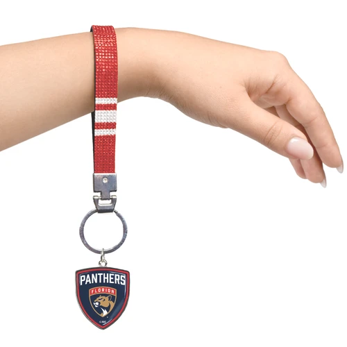 Florida Panthers Crystal Wristlet w/ Shield Charm For Keys Purse Backpack