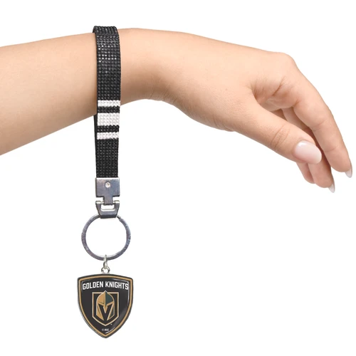 Vegas Golden Knights Crystal Wristlet w/ Shield Charm For Keys Purse Backpack