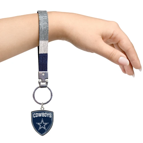 Dallas Cowboys Crystal Wristlet w/ Shield Charm For Keys Purse Backpack