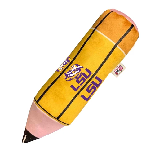 LSU Tigers Pencil Dog Toy Premium Plush w/ Squeakers USA Made