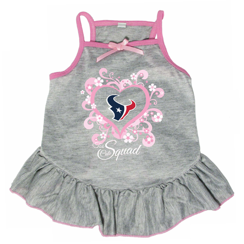 Houston Texans Dog Pet Pink Too Cute Squad Jersey Tee Dress - Spawty