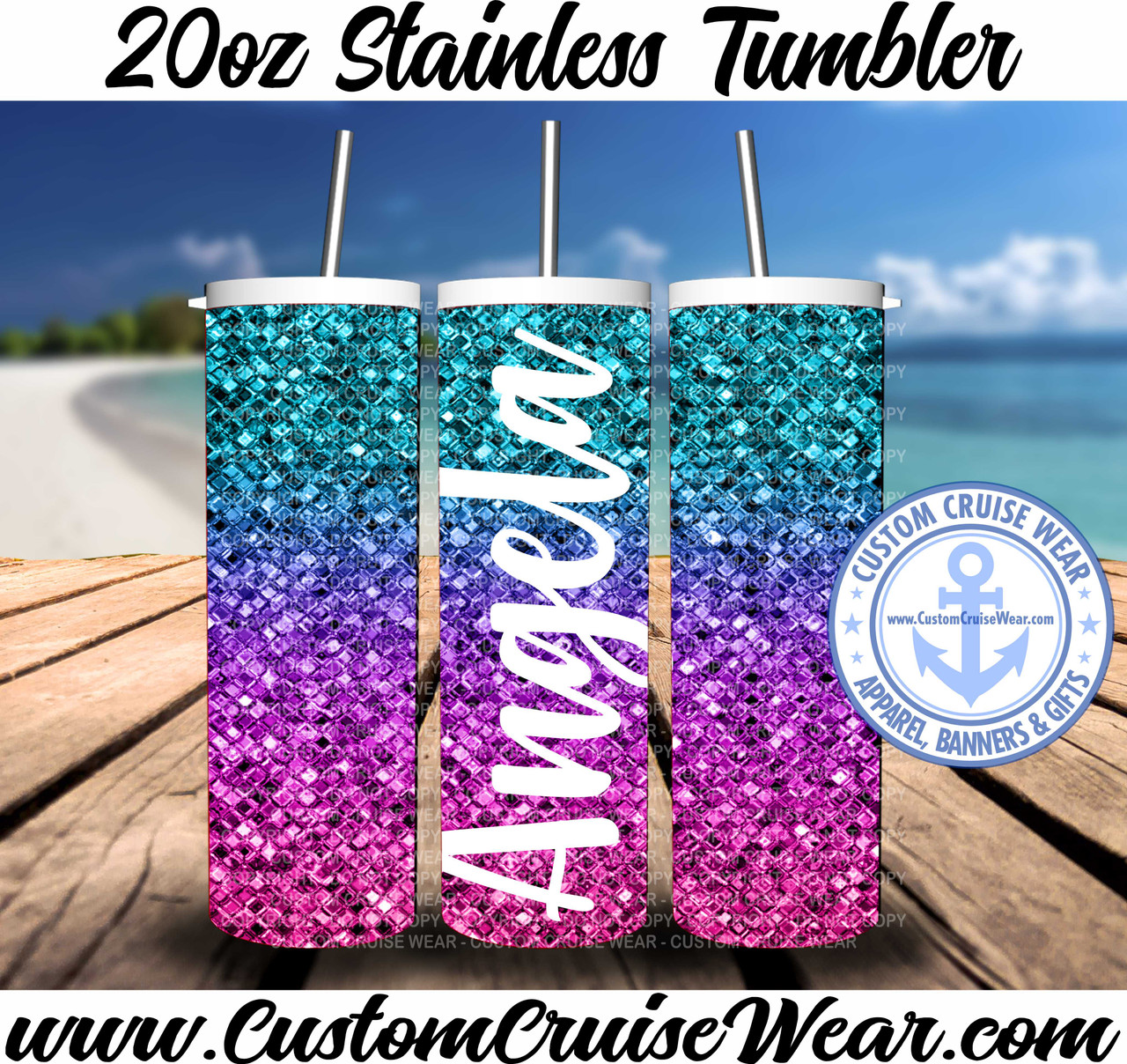 Personalized Initial & Name Shimmer Tumbler