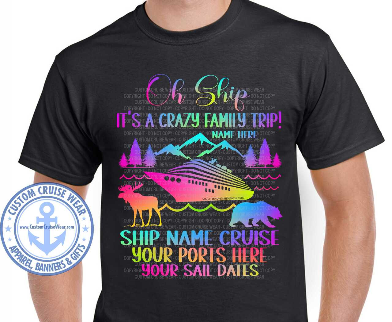 Oh Ship It's A Crazy Family Trip Neon Gradient ALASKA - Custom Cruise Wear
