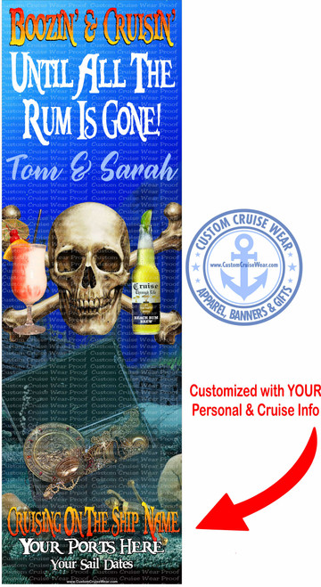 Boozin' & Cruisin' Until The Rum Is Gone Pirate Skull Underwater BANNER