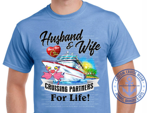 Husband and Wife Cruise Partners for Life with Flamingos