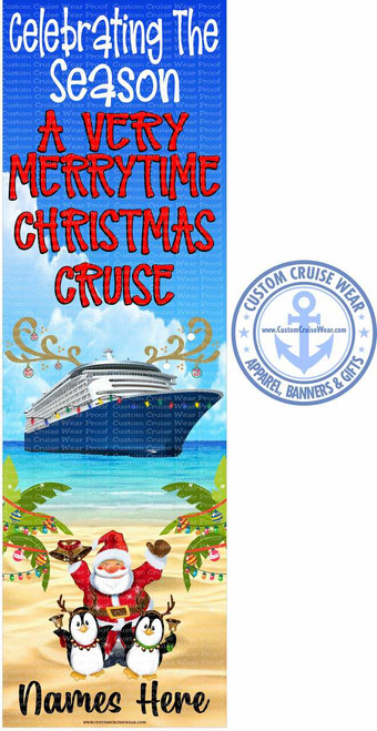  Christmas Merrytime Christmas Cruise Santa Penguin with Ship and Lights BANNER