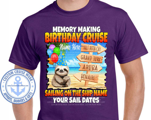 Birthday Sloth with Directional Signs Shirt