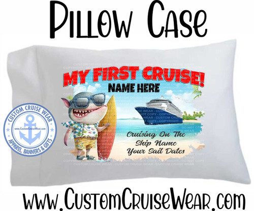 Pillow Case My First Cruise Surf Shark