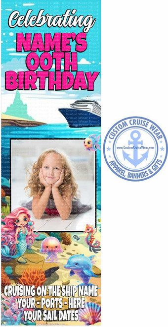 Birthday Cute Mermaid and Sealife with Photo BANNER