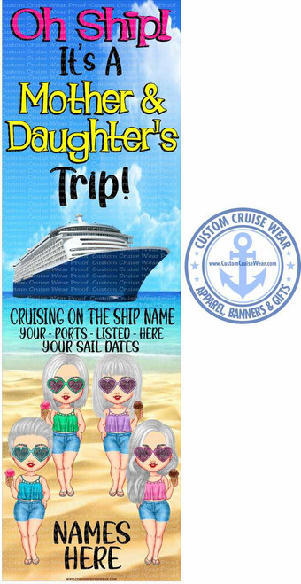 Oh Ship It's A Mother & Daughter Trip Characters On Beach BANNER