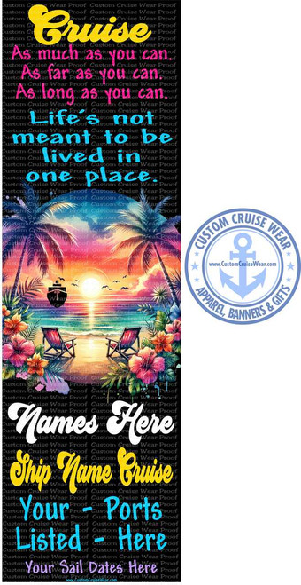 Cruise As Much As You Can Neon Beach Retro with Chairs BANNER