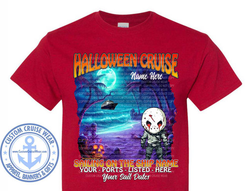 Halloween Cruise Creepy Beach with Hockey Mask Character