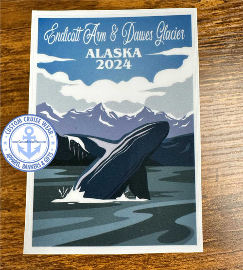 Endicott Arm & Dawes Glacier Whale Poster - You Pick The Year Printed On The Sticker