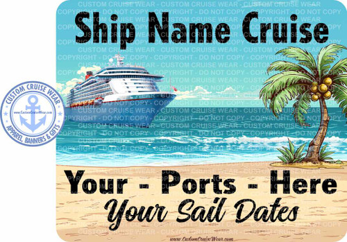 Cruise Ship At Sea with Palm Tree Cruise Info REFRIGERATOR MAGNET