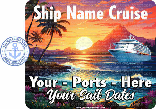 Cruise Beach with Mountian  - REFRIGERATOR MAGNET