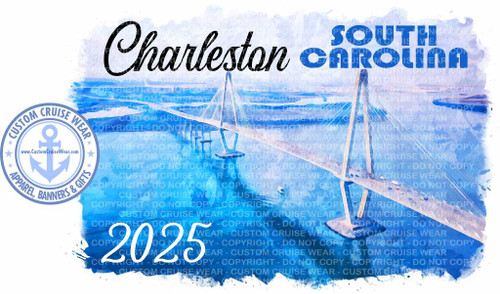 Charleston Bridge Watercolor - You Pick The Year Printed On The REFRIGERATOR MAGNET