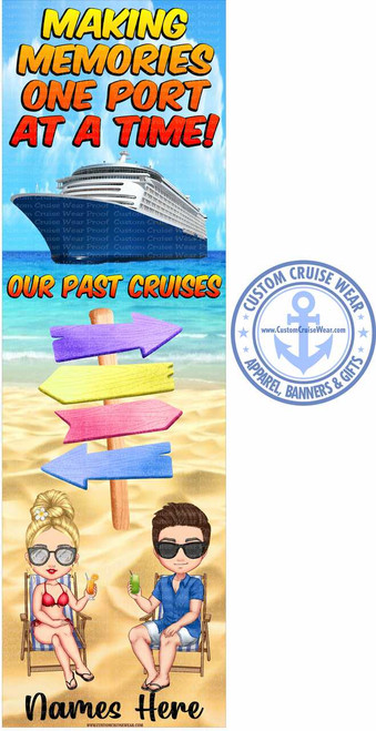 Characters on Beach Cruising Through Life with Past Cruises with Empty Directional Signs BANNER