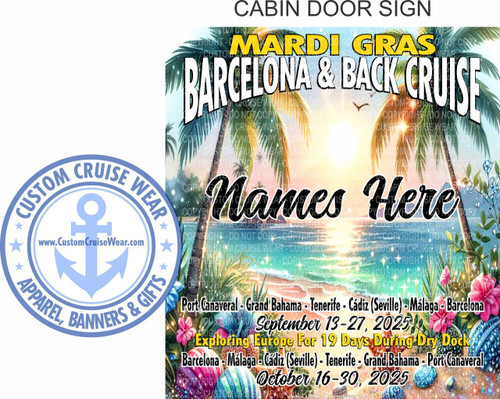 091325MGPALM Palm Trees with Shoreline DOOR SIGN Option 1