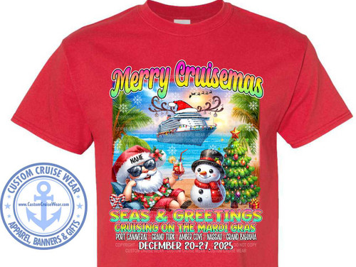 Sharon Benkert Custom Request Mardi Gras December 20 2025 Merry Cruisemas Santa on Beach with Christmas Elements