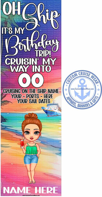 Oh Ship It's My Birthday Trip Neon Beach with Character BANNER