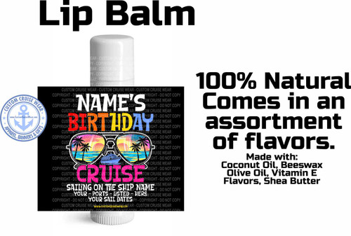 Lip Balm Colorful Birthday Cruise Sunglasses - Sold In Sets