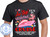 Black t-shirt with pink cruise ship and flamingo cupid Valentine's Day design, Aw Ship It's A Valentine Cruise.
