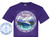 Alaska mountains in a blue and purple color with a blue ship in the middle of the circle design.  Has wording around the circle with the cruise itinerary and FFS8 in the center top location.  Can be printed on any shirt color we offer.