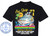 The image is a black t-shirt featuring a graphic design related to a cruise. The design is predominantly centered on the chest area of the shirt.

The main graphic element is a large, detailed illustration of a cruise ship. The ship is depicted from a slight angle, showcasing its white hull with red and blue stripes along the waterline. It has multiple decks with rows of windows and balconies, red and blue striped funnels emitting white smoke, and various railings and structures. A yellow waterslide is visible curving down from one of the upper decks.

In front of the ship, a playful dolphin is shown leaping out of the water, balancing on a surfboard. The dolphin is grey with a lighter belly and has a happy expression. The water around the ship and dolphin is depicted with white splashes and blue waves.

Above the ship, bold, stylized text reads "AW SHIP IT'S A". The words "AW" and "IT'S A" are in a bright yellow with a subtle gradient and a yellow outline. The word "SHIP" is significantly larger, written in a distressed, textured font that appears to be a darker yellow or gold with a textured fill. Behind the text and the ship, there are silhouettes of palm trees with green fronds and a stylized yellow sun with rays. There's also a placeholder text "Name" written in yellow near the sun, indicating customization.

Below the ship and dolphin, larger text in a rainbow gradient reads "CELEBRATION CRUISE". Each letter has a thick, dark outline. Beneath this, in a golden yellow font with a subtle sheen, are the words "Birthdays & Retirement". Further down, in all capital letters and a bold white font, is the phrase "SAILING ON THE SHIP NAME YOUR - PORTS - LISTED - HERE YOUR SAIL DATES". This text is also meant for customization.

On the left side of the t-shirt, a circular emblem of "CUSTOM CRUISE WEAR" is present. It features a blue anchor in the center within a circle that says "CUSTOM CRUISE WEAR" at the top and "APPAREL, BANNERS & GIFTS" at the bottom, with stars flanking the text. The entire emblem is outlined in blue and white.

Throughout the graphic, there are numerous semi-transparent, repeated watermarks of "COPYRIGHT - DO NOT COPY" and "CUSTOM CRUISE WEAR", overlaid on the design elements. These watermarks are in a pale yellow and are quite dense, making some of the details of the design slightly obscured.

The overall color palette is vibrant, with the yellow, rainbow gradient, and the blue and red accents on the ship contrasting against the black t-shirt. The composition is dense, with multiple layers of text and imagery filling the central area of the shirt. The tone is festive and celebratory, clearly aimed at individuals or groups celebrating special occasions on a cruise.