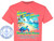 The image displays a coral-colored t-shirt with a vibrant graphic printed on the front. The graphic depicts a tropical beach scene with a large sea turtle in the foreground. The sea turtle is detailed, with a patterned shell in shades of blue and green, and it is positioned on the sandy shore. The water is depicted with colorful, wavy lines representing ripples, in shades of blue and white. In the background, there are palm trees with lush green fronds and brown trunks, set against a bright blue sky with fluffy white clouds. Two dolphins are jumping joyfully out of the water. A large cruise ship is visible further out at sea.

Above the beach scene, the words "Fun in the Sun" are written in a playful, bubbly font with a gradient of rainbow colors, outlined in black and white. Below the beach scene, the phrase "Cruising on the Dream" is written in a similar, stylized font, with colors transitioning from yellow to green and blue, also outlined in black and white.

Beneath the main graphic, there is text listing cruise destinations: "GALVESTON - KEY WEST - GRAND BAHAMA" and "HALF MOON CAY - NASSAU". Below this, the date "AUGUST 8-16, 2026" is prominently displayed. There is also a placeholder for "Name Here" on the sand.

The overall color palette is bright and summery, dominated by the coral of the t-shirt and the blues, greens, yellows, and whites of the graphic. The composition is centered on the t-shirt, with the graphic occupying the majority of the chest area.

In the lower left corner of the t-shirt, there is a circular logo for "CUSTOM CRUISE WEAR". This logo features an anchor in the center, surrounded by text that reads "CUSTOM CRUISE WEAR" and "APPAREL, BANNERS & GIFTS", along with a website address "www.CustomCruiseWear.com". The logo is in shades of blue and white with star accents.

The graphic is overlaid with a semi-transparent watermark of repeating text that says "COPYRIGHT - DO NOT COPY" and "CUSTOM CRUISE WEAR" in a light gray color.