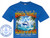 The image displays a vibrant graphic design printed on a royal blue t-shirt. The design is centered on the t-shirt and features a cruise-themed illustration and text.

At the top, the words "Cruising Through The" are written in a flowing, cursive white font. Below this, a prominent text reads "BERMUDA TRIANGLE" in large, bold, block letters with a gradient fill transitioning from yellow at the top to orange and then to a dark red at the bottom, outlined in black. Within this text, there is a placeholder that says "Name Here" in a smaller, cursive font.

The central part of the design depicts a tropical scene. A large cruise ship with white and red accents is sailing on choppy, blue-green ocean water. In the background, lush green islands with palm trees are visible under a bright sky. The cruise ship is positioned within a white triangle outline, which adds a geometric element to the composition. The ocean surface is rendered with whitecaps and foam, conveying movement and dynamism. Palm trees with fronds framing the sides of the image add to the tropical atmosphere.

Below the oceanic scene, another large, bold text reads "SAILING ON THE SHIP NAME" in a similar gradient style as "BERMUDA TRIANGLE," with yellow at the top, orange in the middle, and red at the bottom, also outlined in black. Beneath this, smaller text in a dark blue color states "YOUR - PORTS - LISTED - HERE." Finally, at the bottom, in a stylized white font, it says "Your Sail Dates."

On the lower left side of the t-shirt, there is a circular logo for "CUSTOM CRUISE WEAR." This logo is light blue and features an anchor symbol in the center. Around the anchor, it reads "CUSTOM CRUISE WEAR" in a circular pattern with star accents on the left and right. Below the circle, it says "APPAREL, BANNERS & GIFTS" in a curved line of text.

Throughout the graphic, there are numerous transparent-looking watermark-style text overlays that read "COPYRIGHT - DO NOT COPY - CUSTOM CRUISE WEAR." These are subtle but indicate the origin or ownership of the design.

The overall color palette is dominated by the royal blue of the t-shirt, contrasted with the bright yellows, oranges, and reds of the text, the blues and greens of the ocean and islands, and the white of the ship and text accents. The composition is well-balanced, with the main text and imagery drawing the viewer's eye to the center of the t-shirt. The design is intended to be personalized, indicated by the "Name Here" and "Your Sail Dates" placeholders.