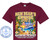 The image is a graphic design printed on a maroon t-shirt. The design depicts a New Year's Eve cruise in 2027.

At the top, large, glittery gold letters spell out "NEW YEAR'S CRUISE". Below this, the year "2027" is prominently displayed, also in gold with a textured, glittery effect. The background behind the text features a vibrant sunset over the ocean, with palm trees framing the sides. There are also elements of fireworks visible in the sky, suggesting a festive New Year's Eve celebration.

In the foreground, a beach scene is depicted. A lounge chair with a striped cushion and a draped blanket sits on the sand, adorned with a straw hat. A tote bag with a striped pattern is placed beside the chair, and a white hibiscus flower with a yellow center is in front of it. A champagne bottle with a gold foil wrapper and two glasses filled with bubbly are on a small table. Scattered around the scene are golden spheres, a disco ball, and a starfish.

To the sides of this central scene, there are arrangements of balloons in black, gold, and silver, with flowing ribbons, adding to the celebratory atmosphere. A large cruise ship is sailing on the water in the middle ground. The text "Name Here" is subtly placed above the cruise ship, suggesting a space for personalization.

At the bottom of the design, bold white text reads "SAILING ON THE SPIRIT". Beneath this, the itinerary is listed: "Mobile - Key West - Grand Bahama - Half Moon Cay - Nassau" and the dates "December 26, 2026 - January 3, 2027".

A circular logo with a light blue anchor and stars is visible on the lower left side of the t-shirt, with the text "CUSTOM CRUISE WEAR" and "APPAREL, BANNERS & GIFTS" around it, along with a website address.

The overall color palette is rich and festive, with gold, black, silver, vibrant sunset colors (oranges, yellows, blues), and the white of the flowers and text. The composition is dense and layered, with the text and central scene being the main focal points. The t-shirt itself is a deep maroon color. Faint watermark-like text, "COPYRIGHT - DO NOT COPY", is visible throughout the design.
