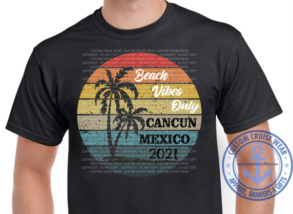 Cancun Beach Vibes Only Retro Palm Tree