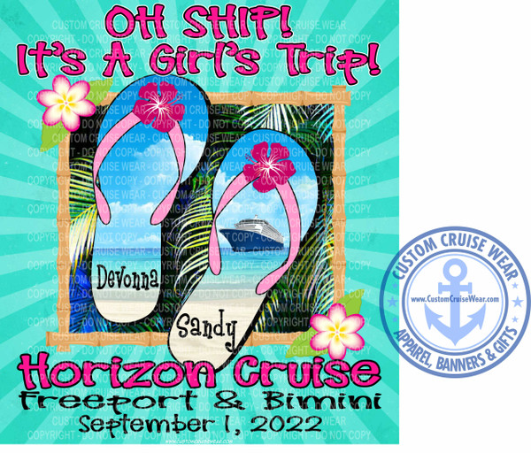 Oh Ship It's A Girl's Trip Flip Flops DOOR SIGN