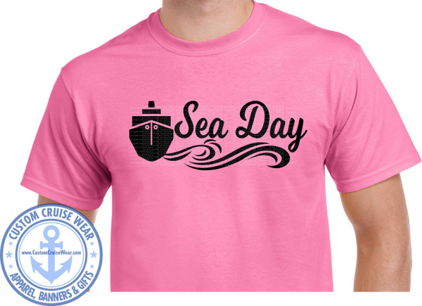 Sea Day Single Color with Ship and Waves