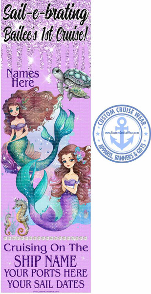First Cruise Purple Glitter Drip Mermaids BANNER