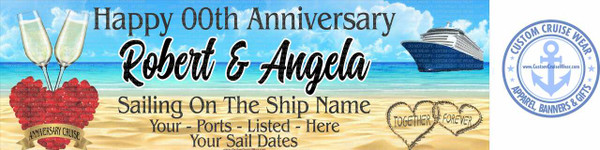 Anniversary Glasses Hearts In Sand   **Inside Cabin Horizontal Banner**