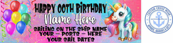 Birthday Cute Unicorn ***Inside Cabin Horizontal*** BANNER