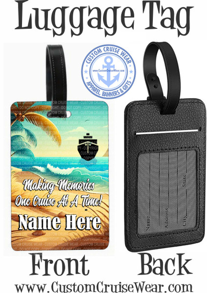 Luggage Tag Retro Beach with Ship