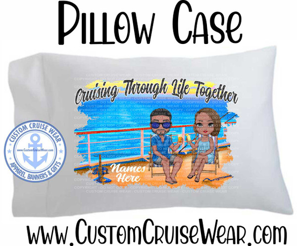 Pillow Case Cruising Through Life Together Cartoon Characters