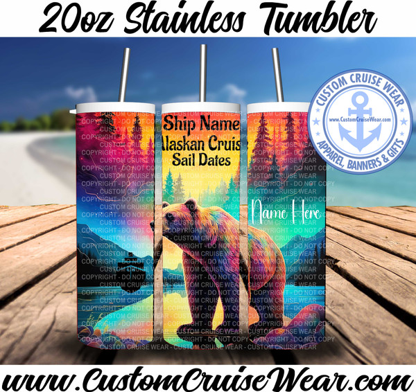 Tumbler Alaskan Cruise Colorful Bear