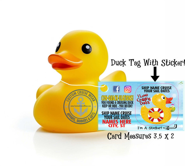 Business Card Size with Sticker - SET OF 24 - DUCK WITH LIFE PRESERVER & CRUISE INFO