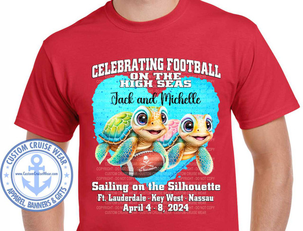 Michelle Wright Silouette April 4 2024  Cute Turtles in Heart Football Custom Request