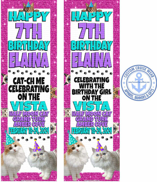 Tammie L McCarty Vista February 18 2024 Cat Birthday Pink Glitter Custom Request Banner