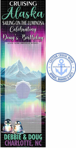 Debbie Miller Birthday Alaska Colorful Aurora Skyline and Mountains Autograph BANNER