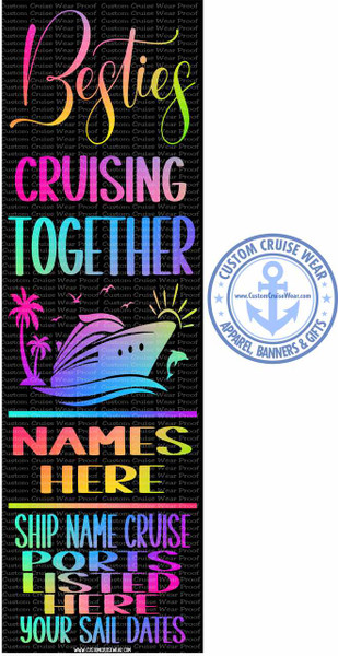 Besties Cruising Together Neon Gradient BANNER